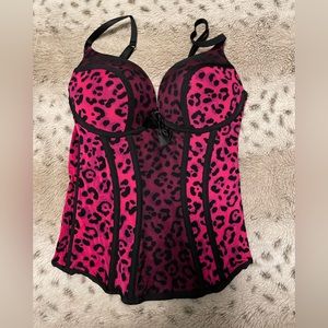 La Senza pink/black leopard corset xs